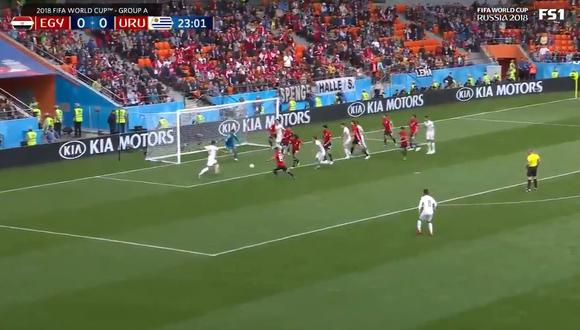 Uruguay vs. Egipto: Luis Suárez falló clara opción de gol en el Mundial Rusia 2018. (Foto: Captura de video)