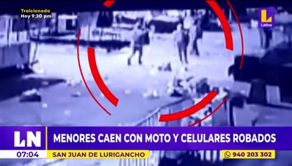 Menores caen con moto y celulares robados en SJL. (Foto: Latina)