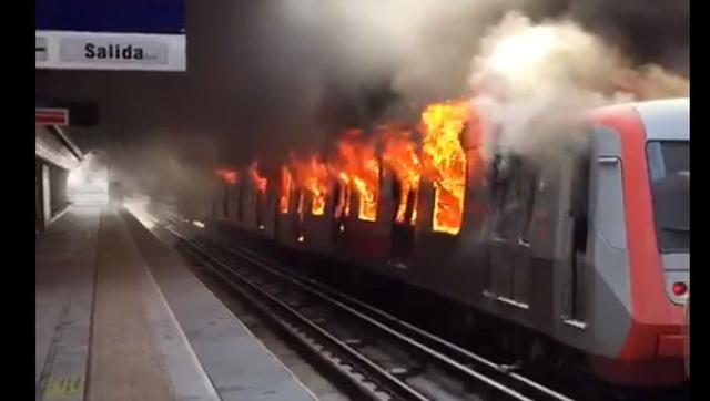 Se incendia la estación Elisa Correa de la Línea 4 del Metro de Santiago de Chile. (Captura de video).