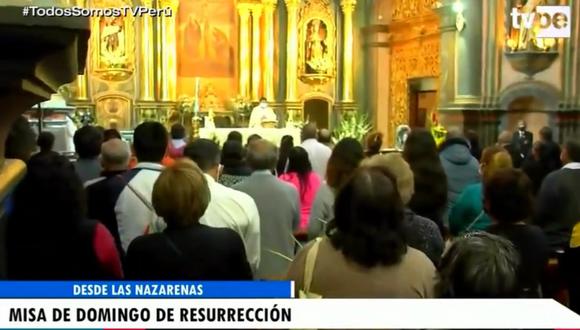 Fieles participan en misa de Domingo de Resurrección. (Foto: Tv Perú Noticias)