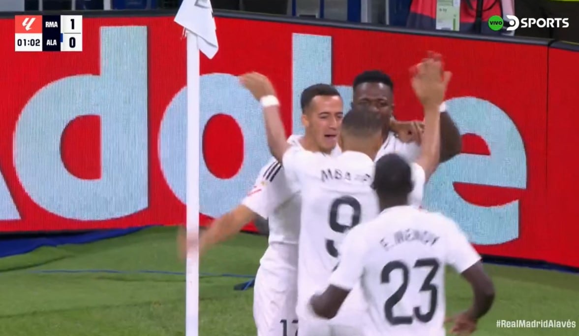 El lateral español apareció en el área para decretar la ventaja de la ‘Casa Blanca’ en los primeros instantes del partido.