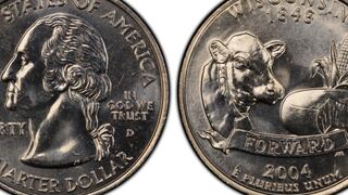 ¿Cuánto puede valer la moneda de 25 centavos de Wisconsin del año 2004 y por qué?