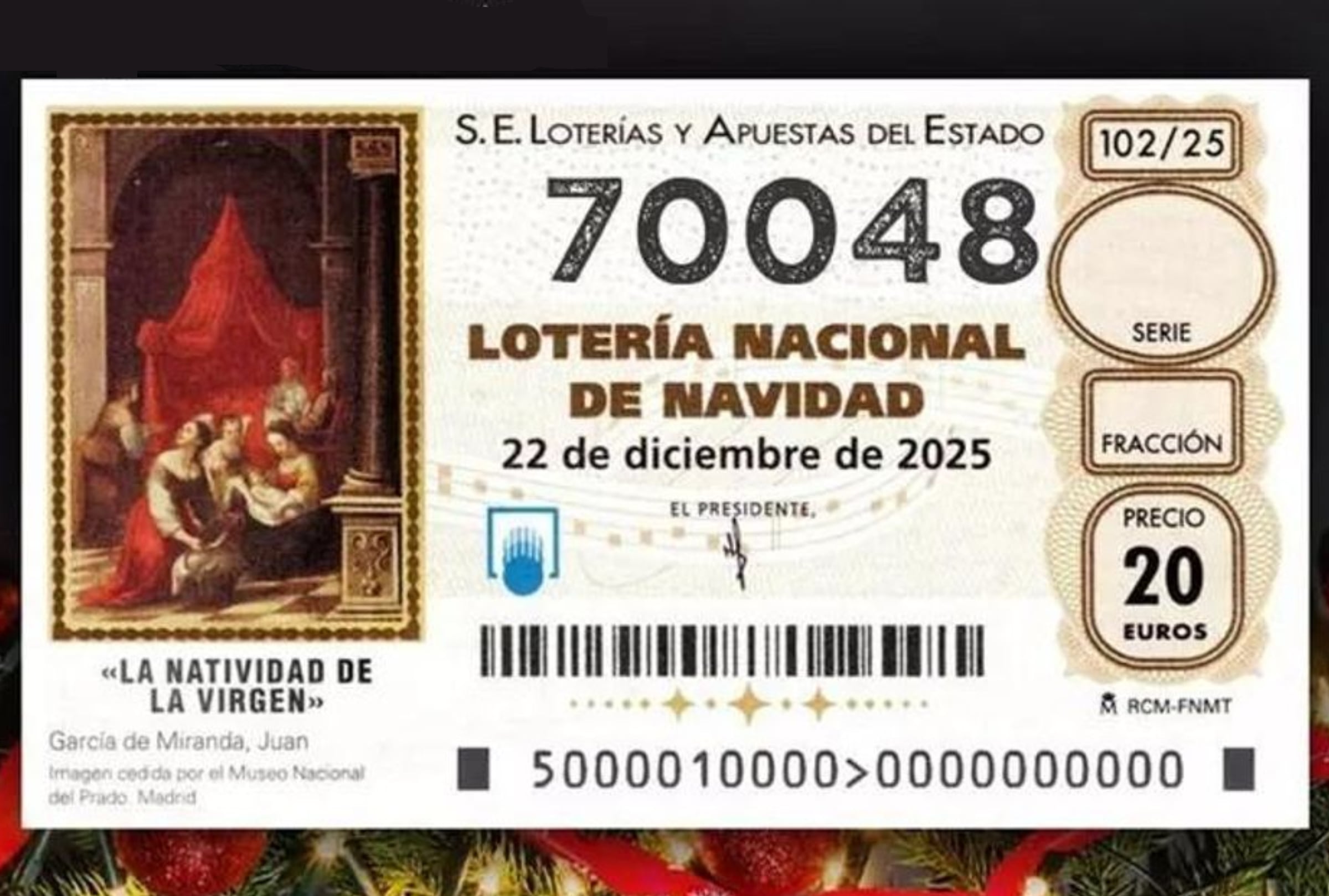 MADRID (ESPAÑA), 22/12/2025.- ¿Te ha tocado la Lotería de Navidad 2025? Revisa el número del Gordo, dónde ha caído, cuánto se cobra por décimo y el listado de premios mayores y menores. FOTO DEL BOLETO DE LA LOTERÍA DE NAVIDAD ESPAÑA