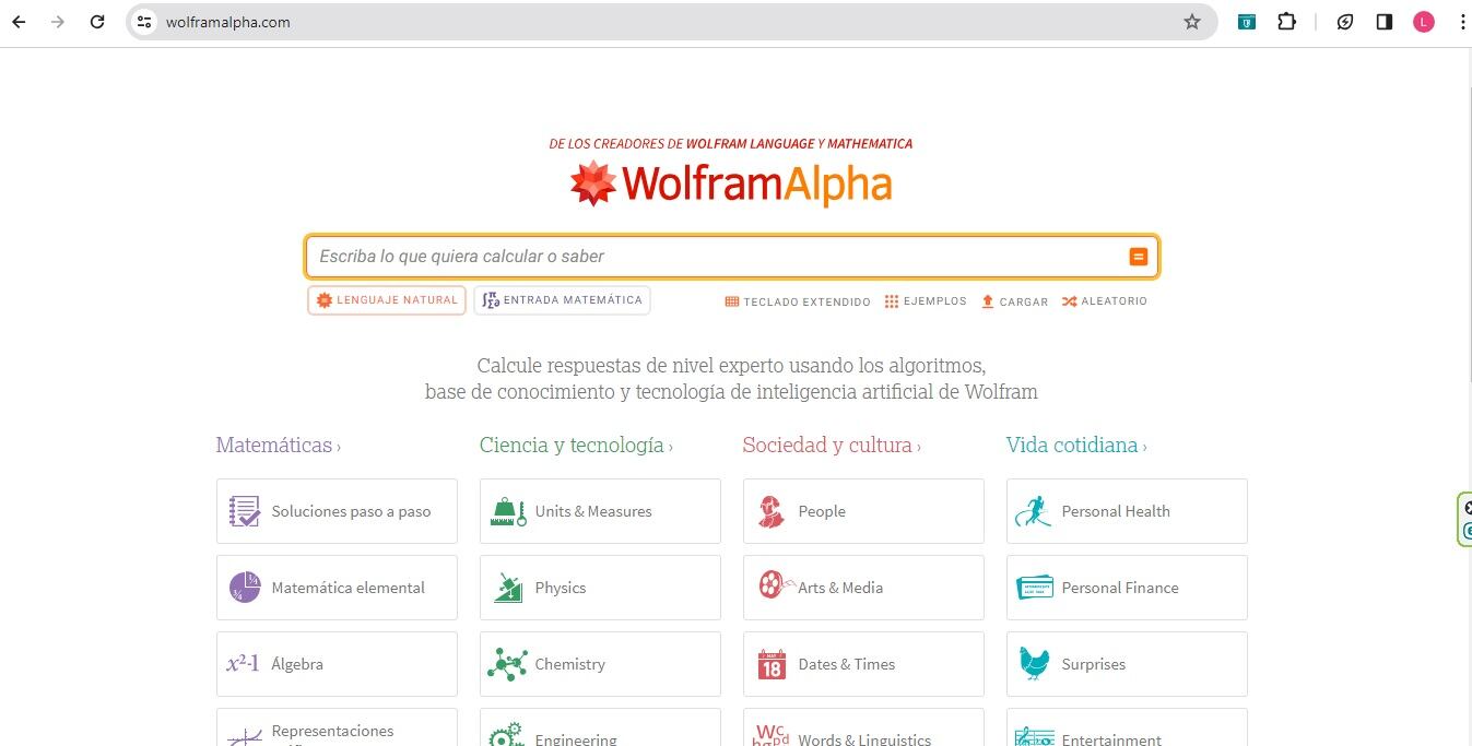Vista web de Wolfram Alpha. (Foto: Captura)