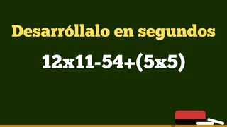 Resuelve este ejercicio sin equivocarte durante el desarrollo: ¿Cuánto es 12x11-54+(5x5)?