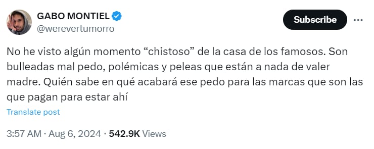 El youtuber no dudó en criticar al famoso programa de Televisa (Foto: X)