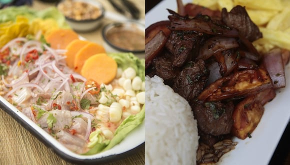 El ceviche y el lomo saltado, dos clásicos de la cocina peruana.