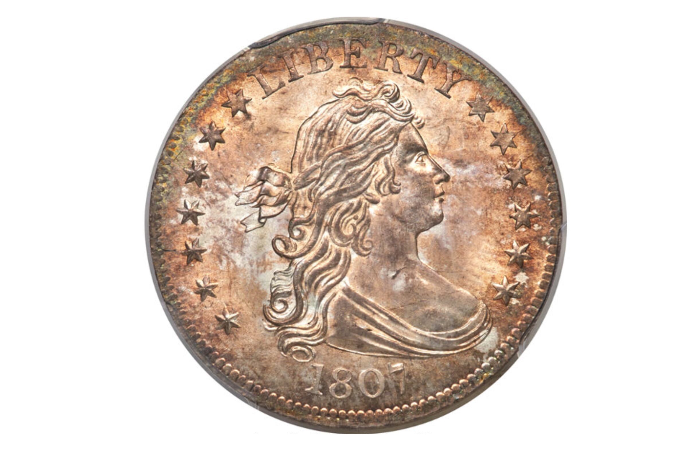 La pieza de 25 centavos de 1807 es muy extraña y no se conocen muchas en las colecciones de los expertos más famosos (Foto: Heritage Auctions)