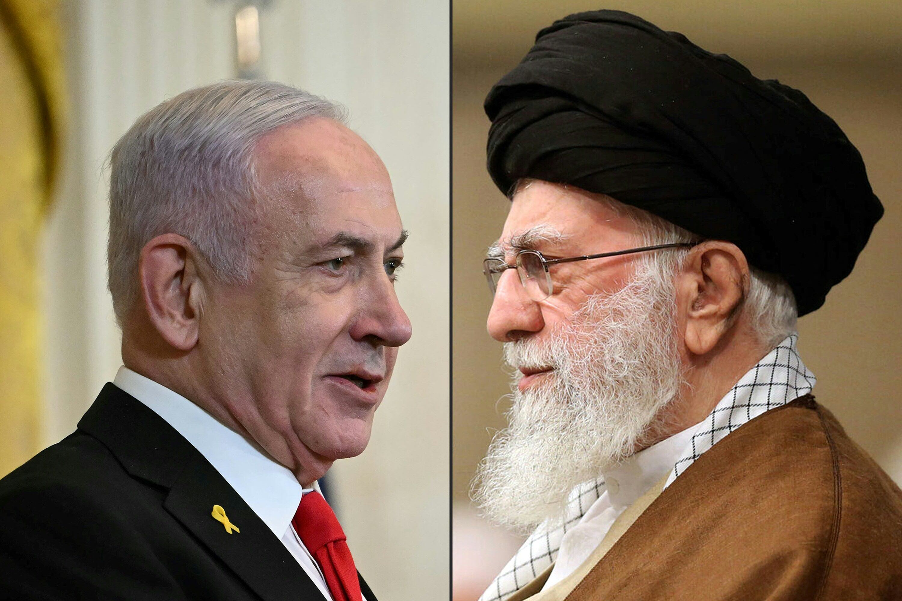 El primer ministro israelí, Benjamín Netanyahu; y el líder supremo de Irán, el ayatola Alí Jamenei. (Foto de ANDREW CABALLERO-REYNOLDS / AFP).