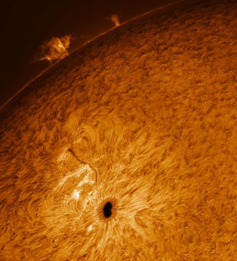 Paul Andrews fotografía la superficie del Sol con su telescopio desde su jardín. Fuente: Triagle News