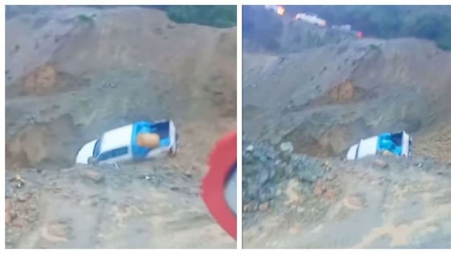 La Libertad: huaico arrastra a vehículo en Pataz y ocupantes logran salvar sus vidas | VIDEO