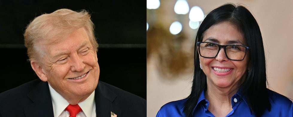 El presidente de Estados Unidos Donald Trump y la presidenta interina de Venezuela, Delcy Rodríguez. (Fotos de Jim Watson y Juan Barreto / AFP).