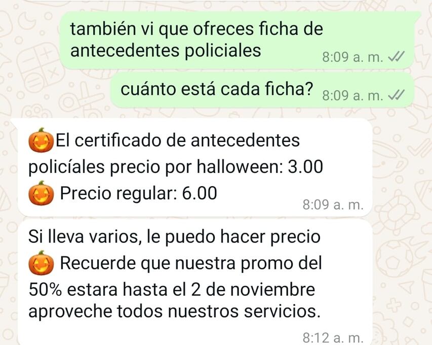 También se ofrecen antecedentes policiales con ofertas.