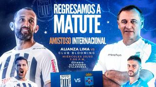 ¡Vuelve a Matute! Alianza Lima se enfrentará a Blooming en amistoso internacional 