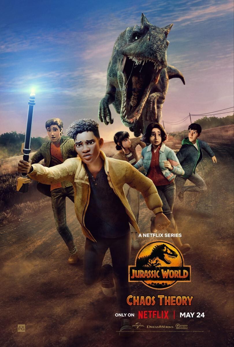 El póster de "Jurassic World: Teoría del dinocaos", serie animada de aventuras que puedes ver en el streaming (Foto: Netflix)