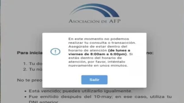 Retiro AFP: ¿Qué debes hacer si te sale el mensaje “En este momento no podemos realizar tu consulta”?