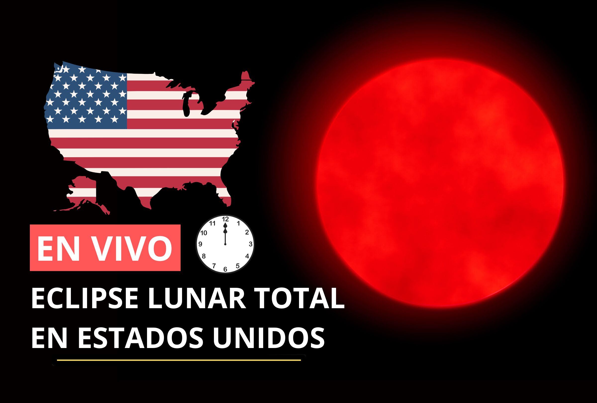 Seguir el eclipse lunar total del 14 de marzo EN VIVO y ONLINE desde los estados de California, Florida, Texas, Nueva York, Washington, Pensilvania, Ohio, Michigan, Nueva Jersey, entre otros.