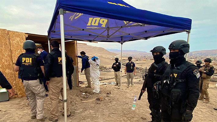 Imagen del operativo de PDI que derivó en el desbaratamiento de una célula del Tren de Aragua en Chile. (El Mercurio / GDA).
