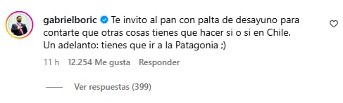 Mensaje de Gabriel Boric para Ibai Llanos. (Captura de pantalla)