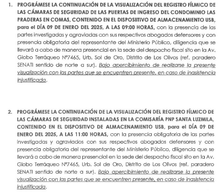 Próximas diligencias.