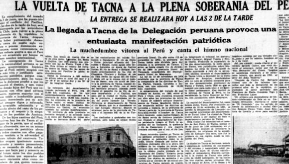 El retorno de Tacna al Perú el 28 de agosto de 1929 mereció una amplia cobertura de El Comercio.