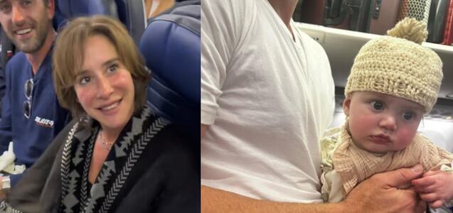 Desconocida teje un gorrito a bebé durante su primer vuelo en avión y enternece a las redes