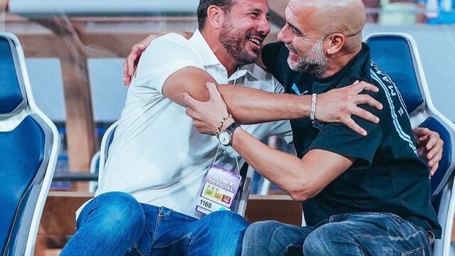 El abrazo de Claudio Pizarro y Pep Guardiola en su reencuentro