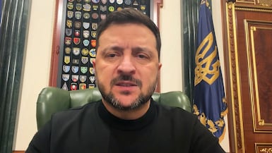 El presidente de Ucrania, Volodymyr Zelensky, pronuncia un discurso en Kiev. (AFP).