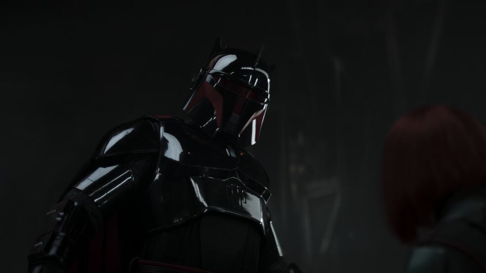 Moff Gideon casi vence a Bo-Katan, pero Din Djarin llegó a salvarla. "The Mandalorian" Temporada 3 (Foto: Lucasfilm)