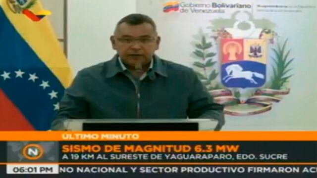 Ministro del Interior de Venezueladice que no se reportan daños por terremoto
