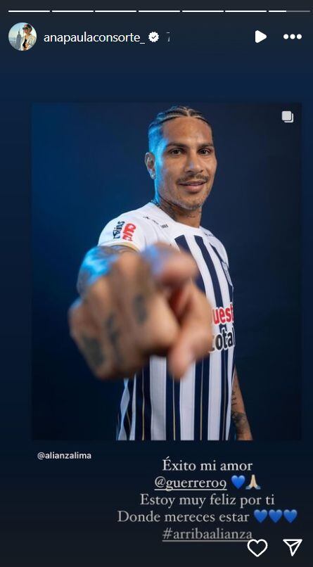 Ana Paula Consorte dedica emotivo mensaje a Paolo Guerrero tras su llegada a Alianza Lima. (Foto: Instagram)