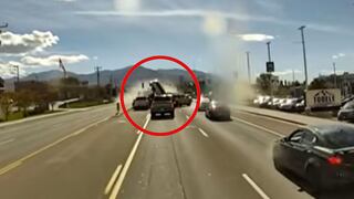 El momento exacto en que un camión de carga perdió los frenos en Tooele