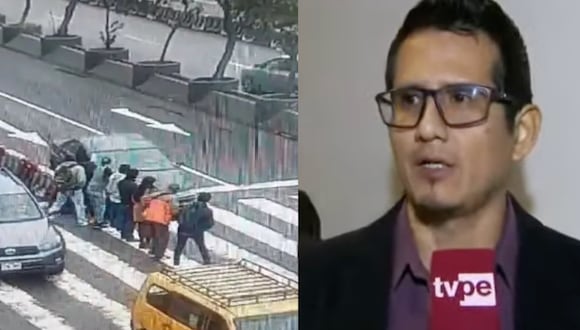 El estudiante fue trasladado a la Clínica Internacional tras el accidente que se reportó en horas de la mañana en la avenida Abancay. Foto: composición EC/captura TV Perú