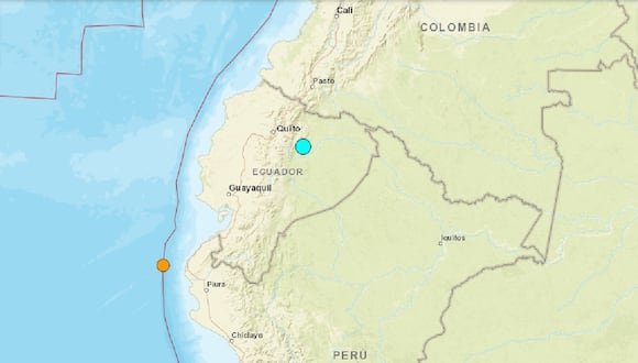 Un sismo de magnitud 5,3 deja un herido en el municipio de Tena, en la provincia de Napo, Ecuador. (Captura de USGS)
