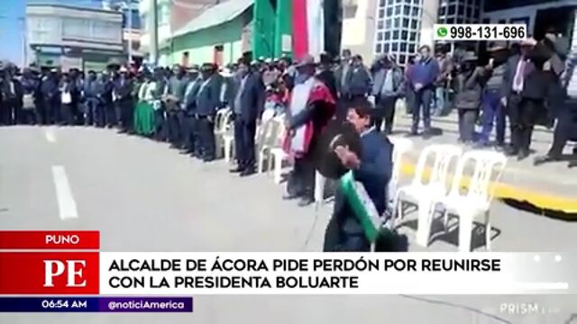 Puno: alcalde de Ácora pide perdón de rodillas por reunirse con Dina Boluarte | VIDEO