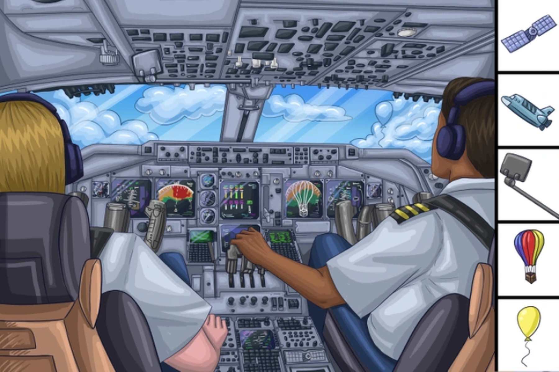 RETO VISUAL | Esta imagen te muestra al piloto y al copiloto de un avión. ¿Puedes hallar los 5 elementos mencionados? (Foto: genial.guru)