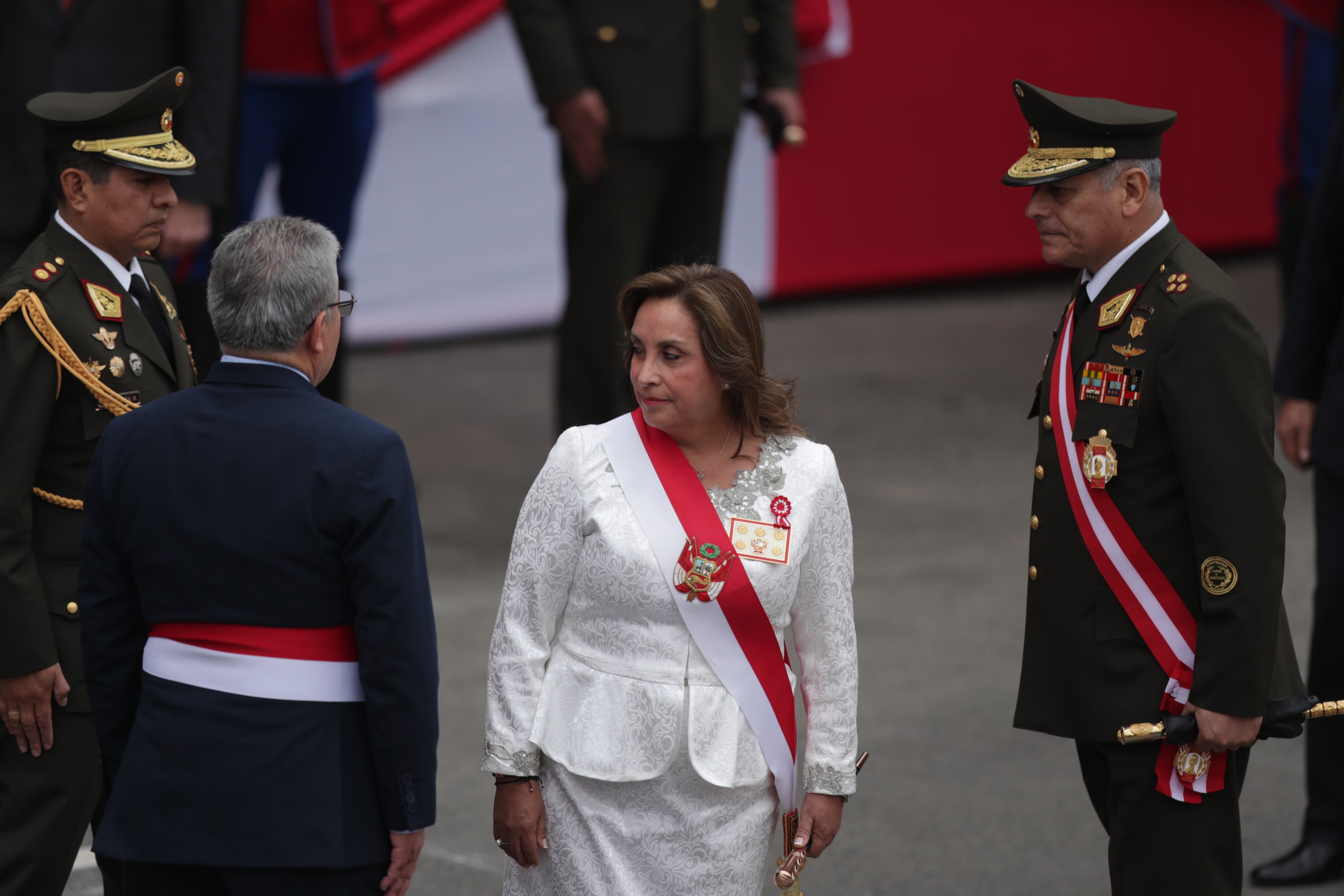La presidenta Dina Boluarte llegó a la avenida Brasil para participar en la Gran Parada Cívico Militar por Fiestas Patrias.
Foto: Julio Reaño/@photo.gec