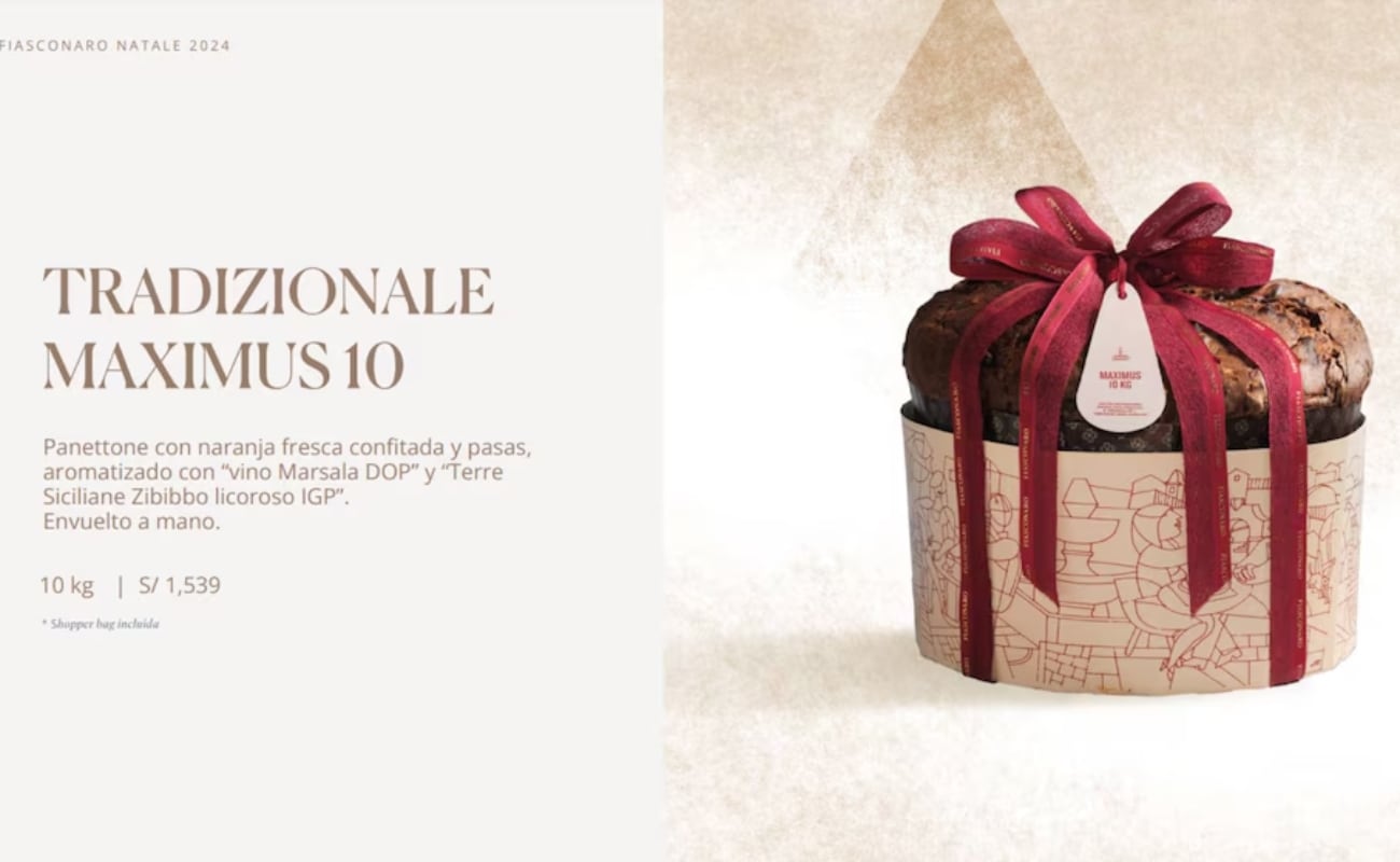 Según compartió la imagen Infobae, el panetón más caro del Prú es conocido como el ‘Tradizionale Maximus’ de 10 kg que cuesta S/1.539 y se vende en el distrito de Miraflores.