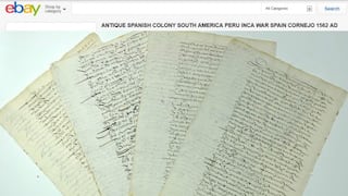 Documentos peruanos del siglo XVI son vendidos en internet por firma sueca