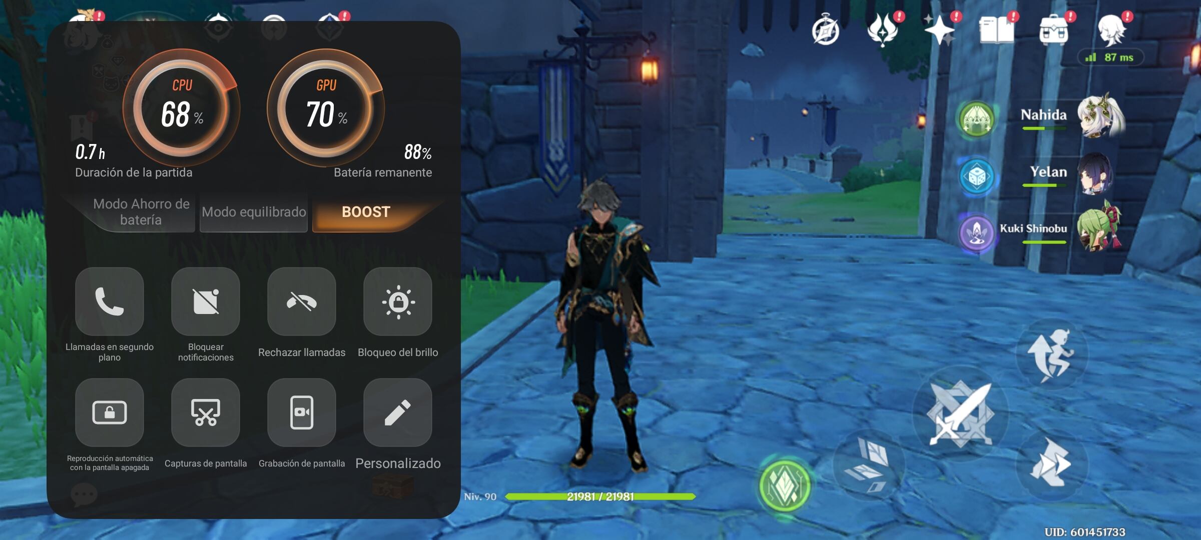 El V30 SE sufre con juegos como "Genshin Impact" en una calidad mediana.