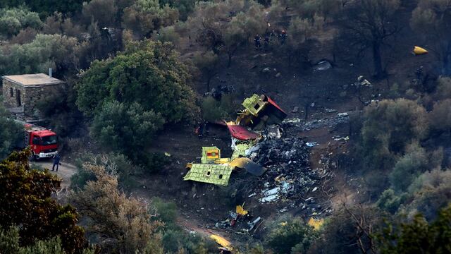 Tragedia en Grecia: Un avión bombardero de agua se estrella mientras combatía incendios | VIDEO