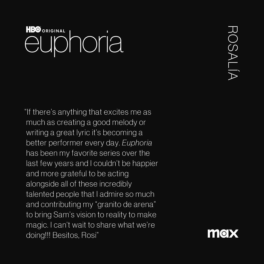 Palabras de Rosalía tras ser confirmada para la 3.° temporada de 'Euphoria' | Foto: HBO - Instagram (@euphoria)