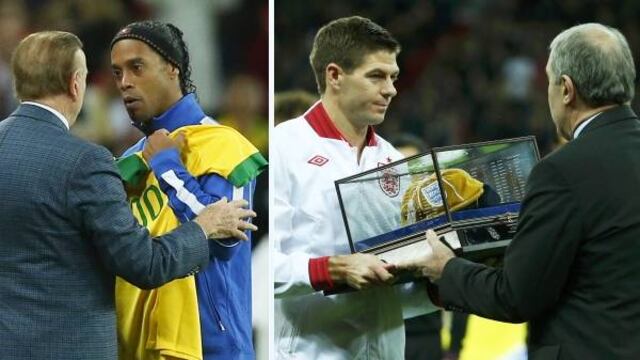 Ronaldinho y Steven Gerrard entraron al grupo de los 100