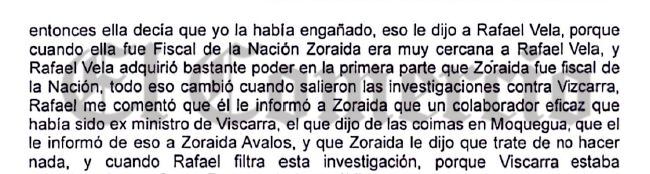 Declaración que Jaime Villanueva dio a la fiscal suprema Delia Espinoza el 30 de enero pasado.
