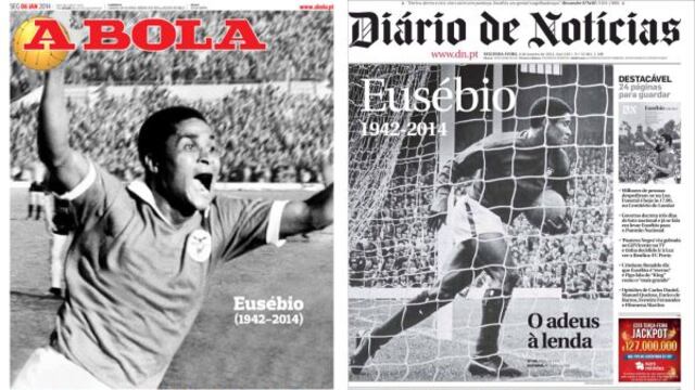 Prensa portuguesa rinde homenaje a Eusébio, la leyenda del fútbol