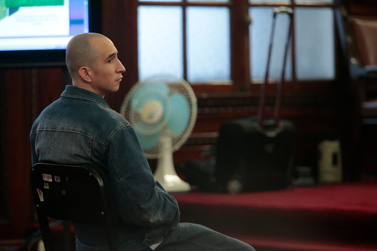 Sicario colombiano Alejandro Trujillo Ospina, asesino confeso la empresaria Myriam Fefer, en pleno juicio. (Foto: Archivo El Comercio)