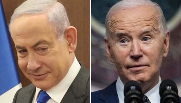 El primer ministro israelí, Benjamin Netanyahu; y el presidente de Estados Unidos, Joe Biden. (Fotos de Gil COHEN-MAGEN / Jim WATSON / AFP)