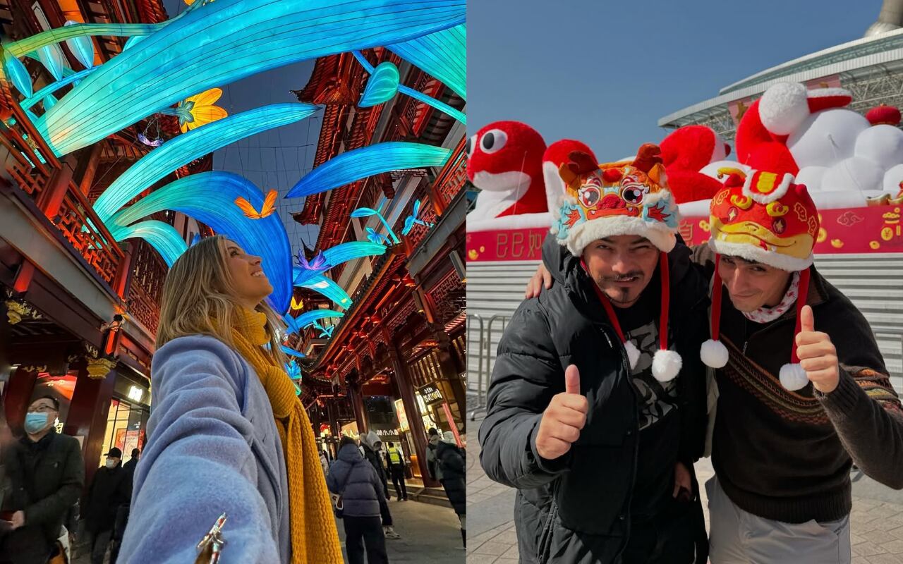 ‘Al fondo hay sitio’ llega a China: Erick Elera, Karime Scander y Jorge Guerra graban escenas especiales | Foto: Instagram / Composición EC