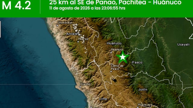Huánuco: Sismo de magnitud 4.2 se registró en Pachitea, informa el IGP