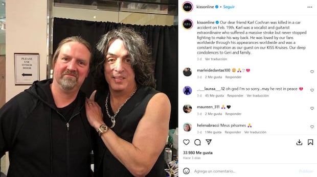 Kiss se despidió de Karl Cochran con emotivo comunicado en redes sociales. (Foto: Captura de IG)